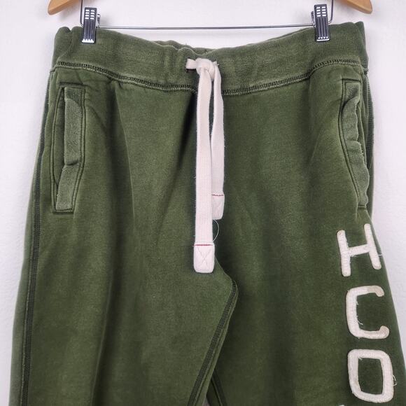 Vintage Hollister Green Sweatpants Spellout Men Size Medium Pockets Drawstring - Picture 2 of 9